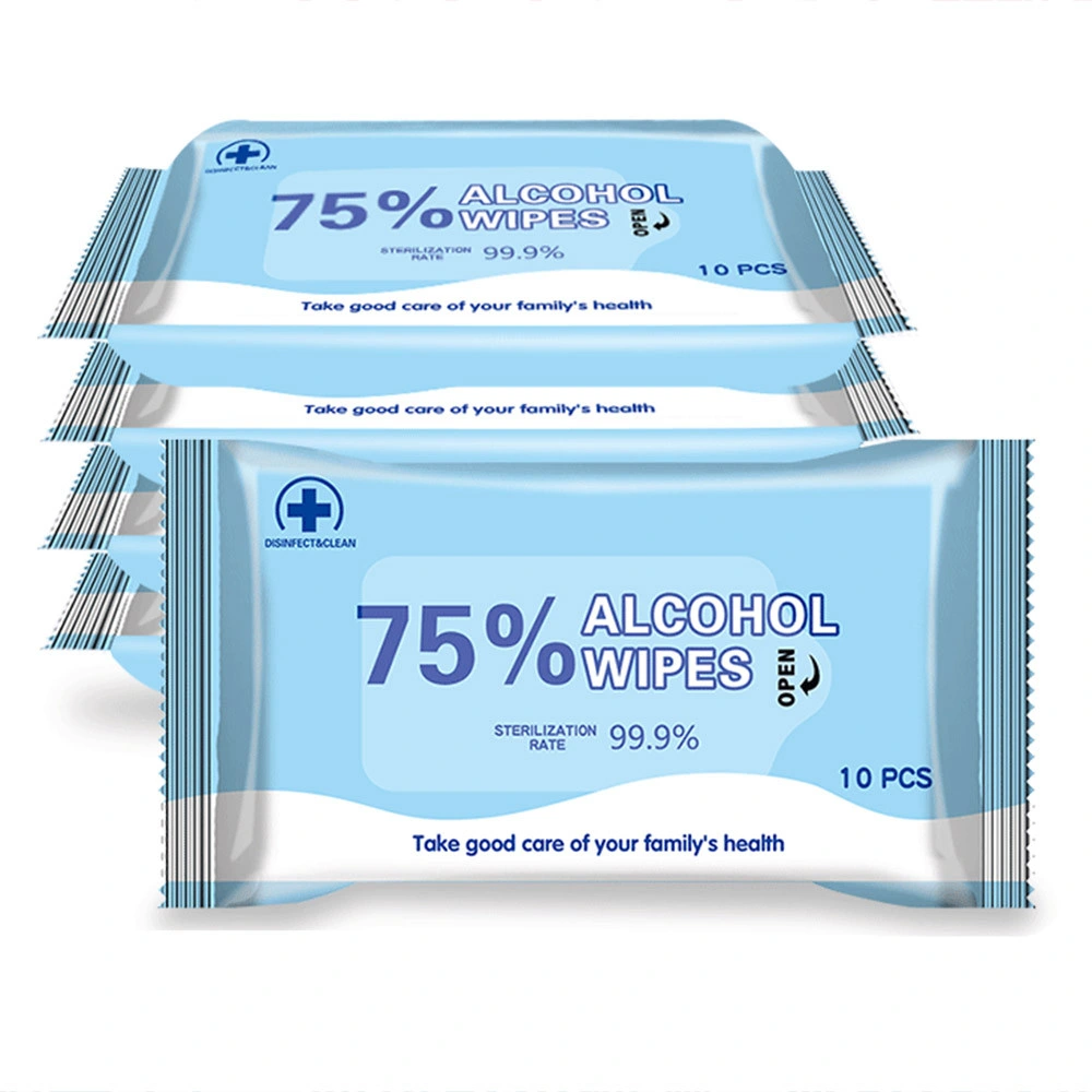 10PCS High Quality Alcohol Germicidal Disposable Wet Wipes for Household