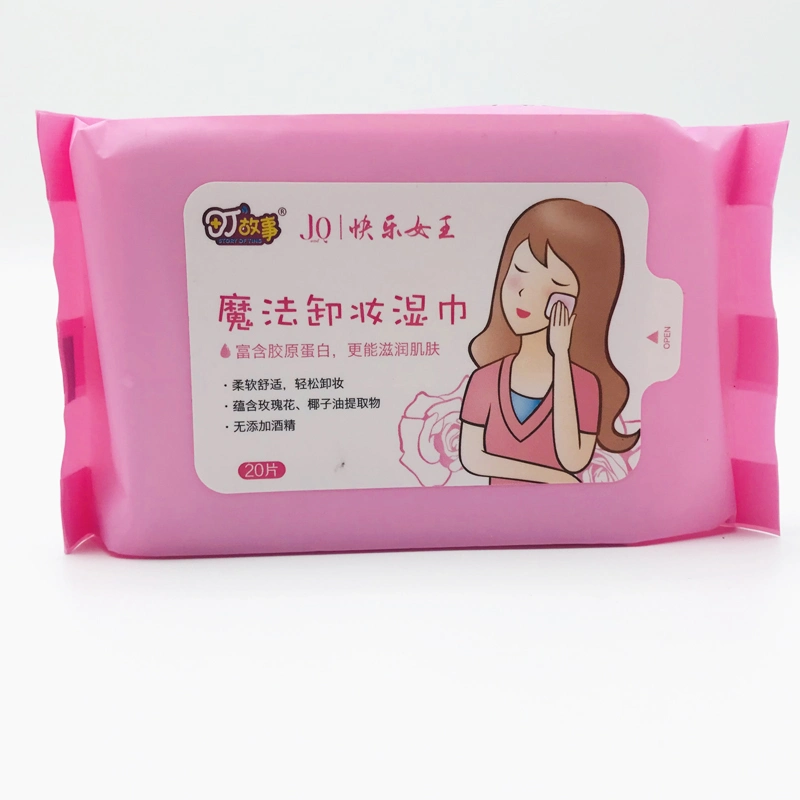 OEM Biodegradable Flushable Antibacterial Alcohol Free Travel Makeup Remover Wipes