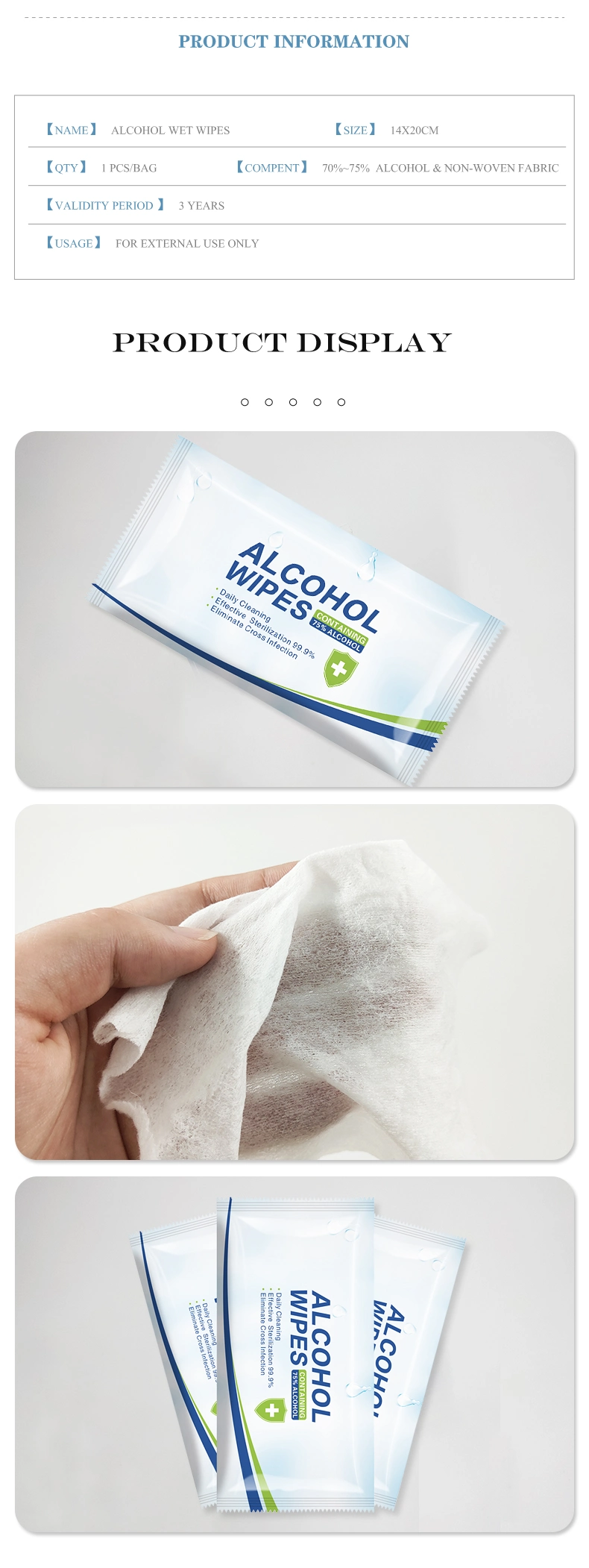 in Pouch, OEM Factory, Antibacterial Wipes, Alcohol Wipes for All Hardsurface