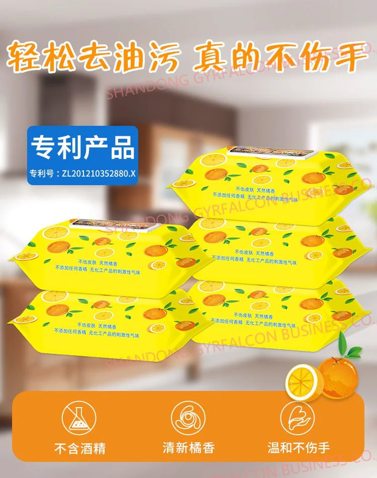OEM 50PCS Kitchen Wet Wipe Non-Alcohol Cleansing Wet Wipes for Kitchen Stove, Range Hood Usage