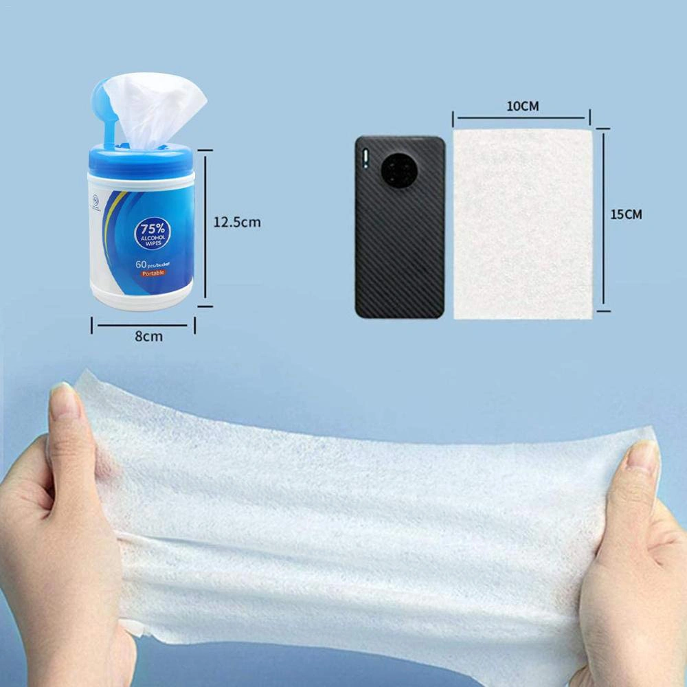 Effective Sterilization Household Disinfectant Alcohol Wipes Packed by Canister 75% Alcohol Antibacterial Cleaning Wipes 80/100PCS