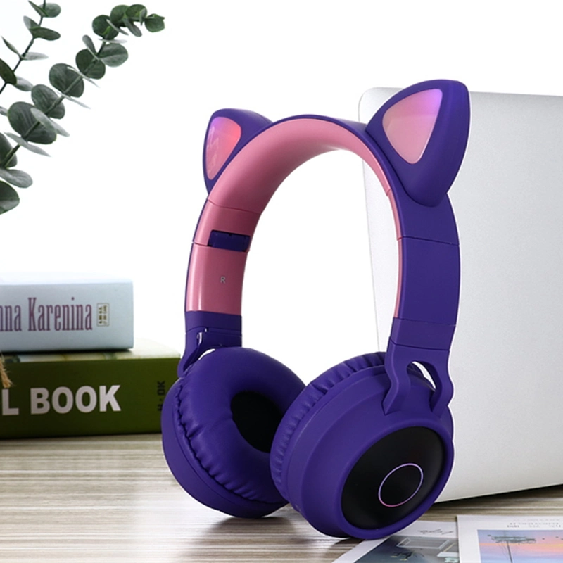 2021 New Arrival Factory Wholesale Price Headphones Stereo Cute Cat Ear Headphones Cat Ear Headsets Wireless LED Sports Headset