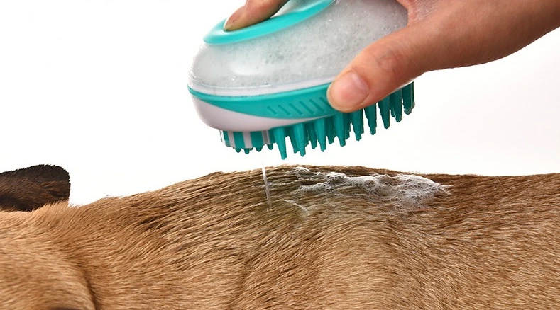 Bathing Pet Soap Dispenser Comfortable Pet Grooming Brush
