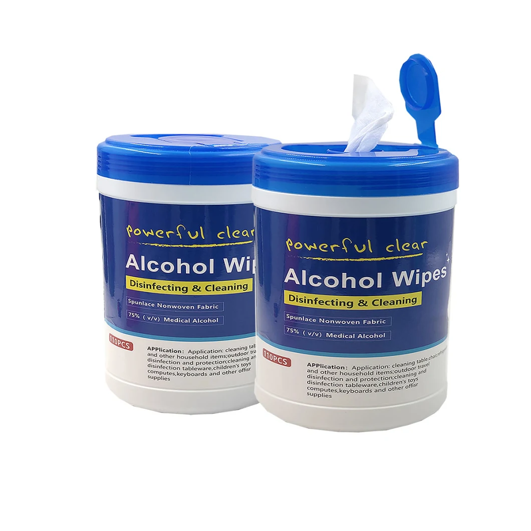 Custom Disinfectant with CE ISO Approvals Cleaning Wipes 75% Alcohol Wet Wipes by Canister Packing