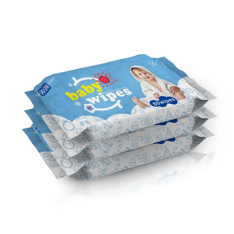 Free of Alcohol and Fragrance OEM Wet Tissue Babies Age Group Pure Water Cleaning Baby Wipes