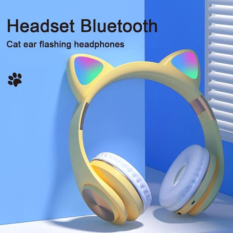 Bluetooth 5.0 Foldable Cute Cat Ear Over-Ear Wireless Children Girls Headphone