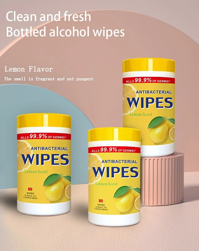 Antibacterial Cleansing Bzk Wet Wipes with Lemon Scent Kill 99.9% of Germs