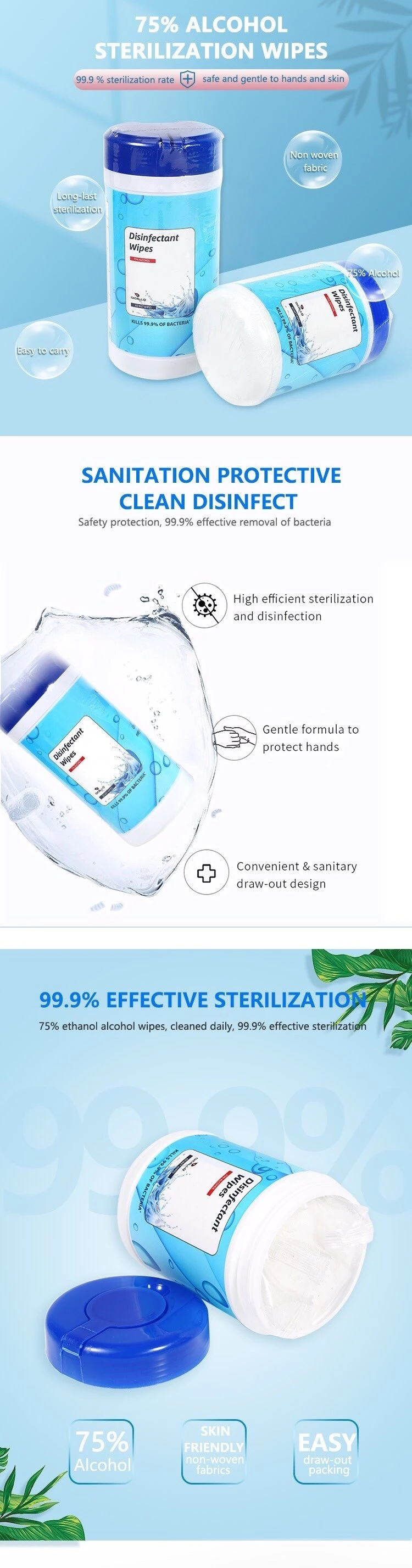 Eco Friendly Phone Glass Cleaning Anti Viral Disinfectant Wipes 75% Alcohol