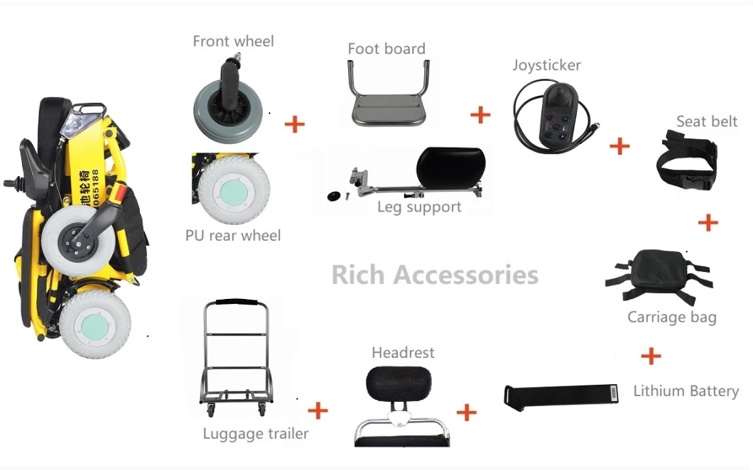 Ultra Light Foldable Electric Motorized Wheelchair for Disabled