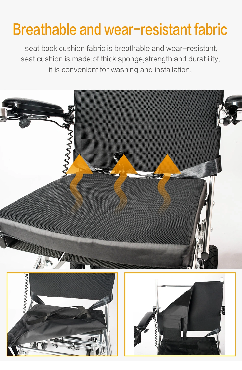 Jinmed Exclusive Lightweight Power Folding Electric Wheelchair Model for Transport Mobility Aid