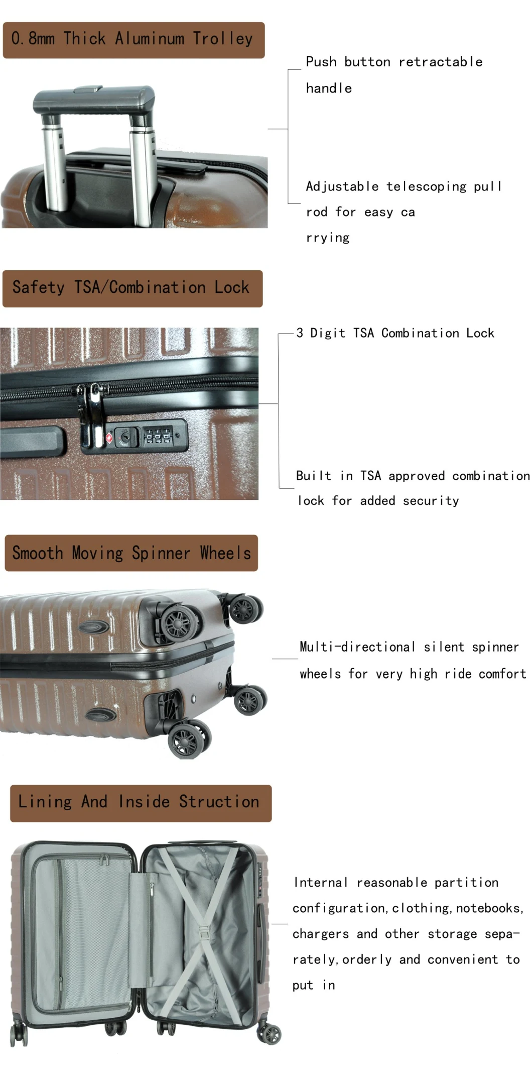 New Arrival High Class Lightweight Travel Trolley Luggage Travel Luggage