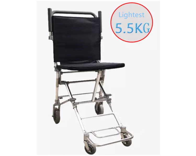 Lightest Weight Aluminum Transport Wheelchair with One Step Fold&Unfold