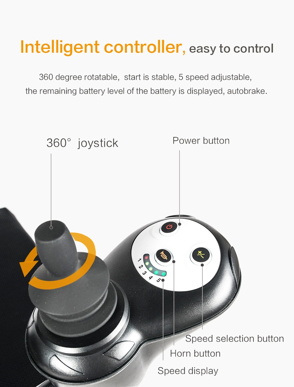Jinmed Dyn20A Lightweight Handicapped Mobility Power Electric Folding Wheelchair for Elderly
