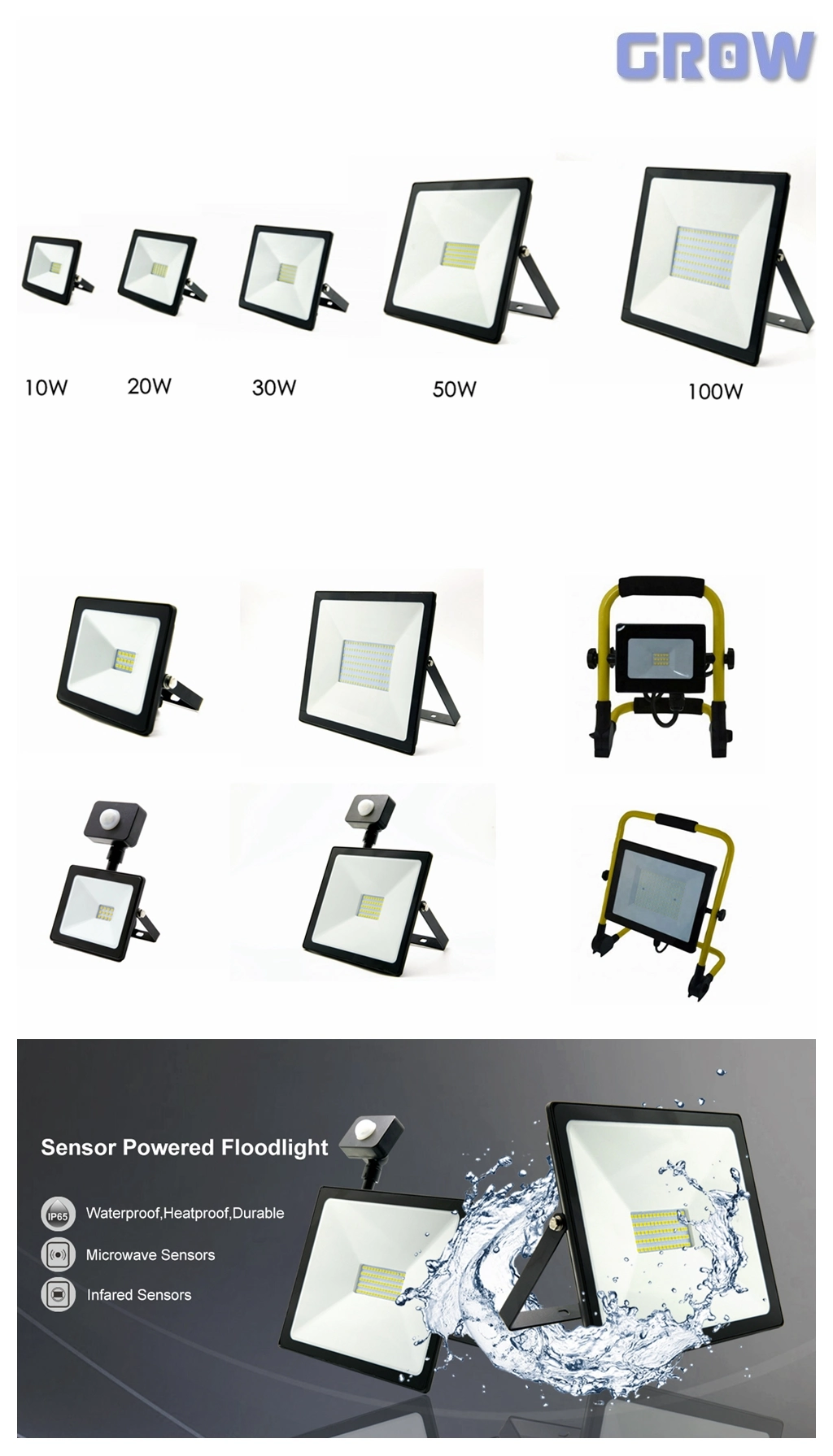 LED Floodlight Manufactory Rechargeable Portable Work Light IP44 Waterproof Emergency Flood Light with Stand Foldable