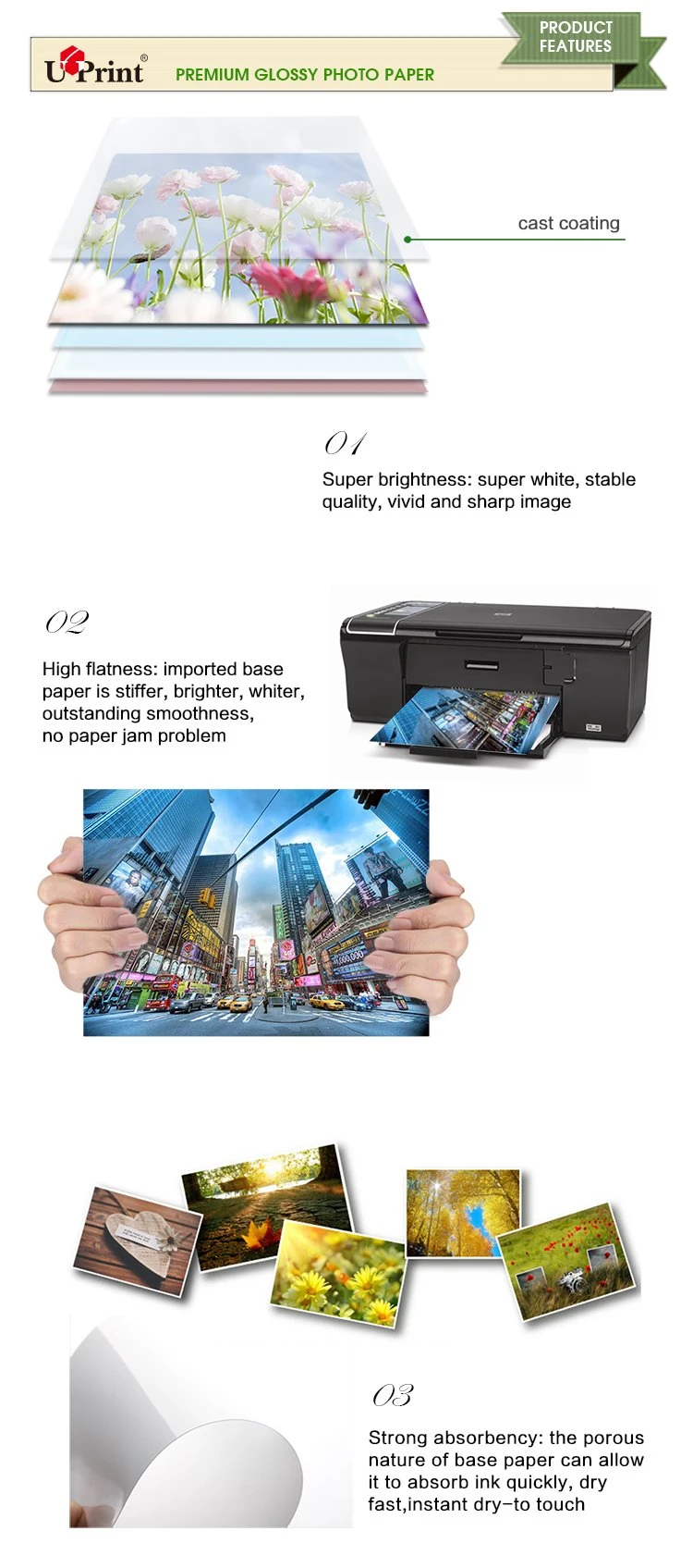 Inkjet Glossy Matte Photo Paper with 90GSM~300GSM Factory Price, Double Sided Glossy/Semi Glossy /RC Photo Paper