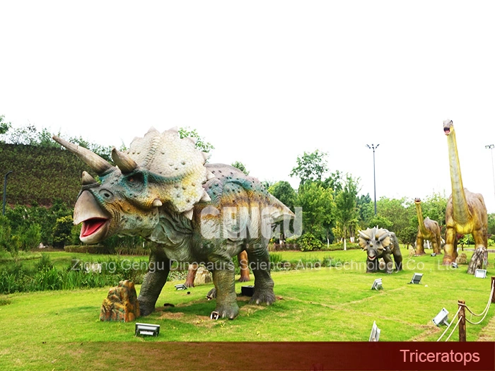 Dinosaur Sculpture Amusement Triceraptors Exhibit Dinosaur
