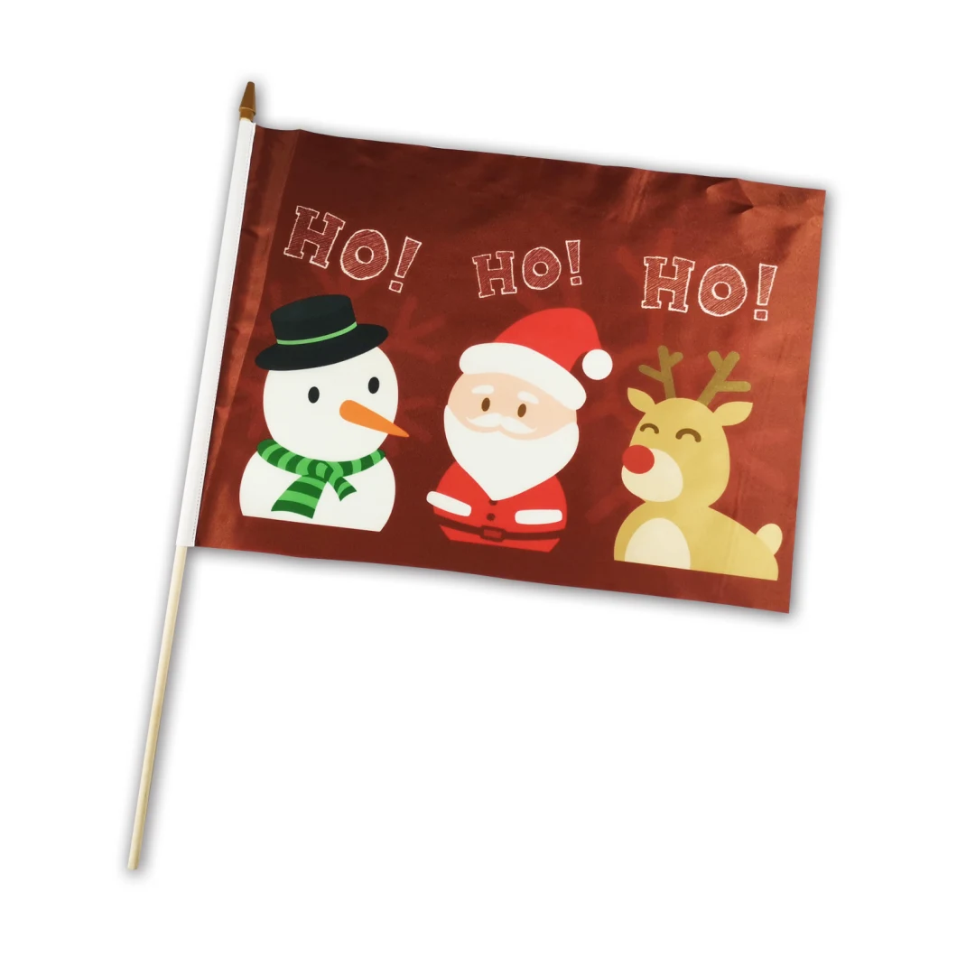 Custom Flags Printing Snowman Christmas Polyester Milu Deer Hand Flag Banner 30X45cm