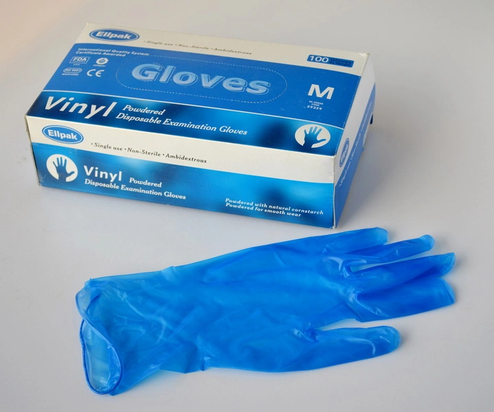 Blue/Clear Color Vinyl Disposable Gloves for Food Handling/Household Cleaning