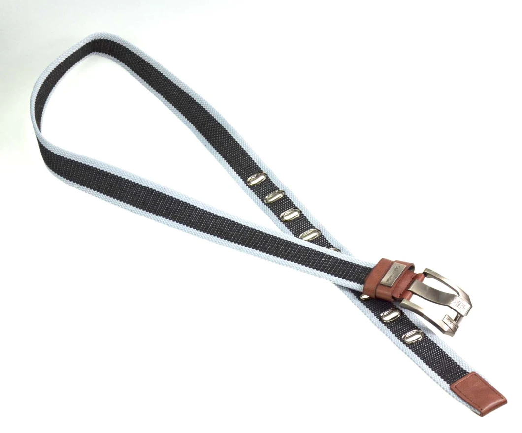 Fashion High Quality Polyester Canvas Weaving Belt with Eyelet Adjustment for Garment Accessories