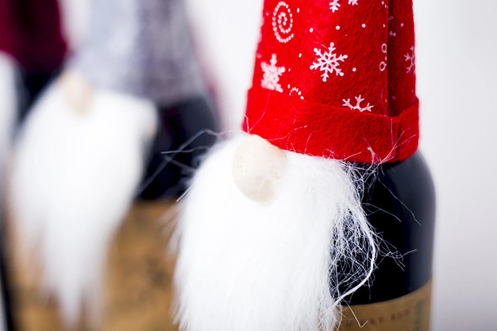 Xmas Wine Bottle Hat Covers Santa Snowman Table