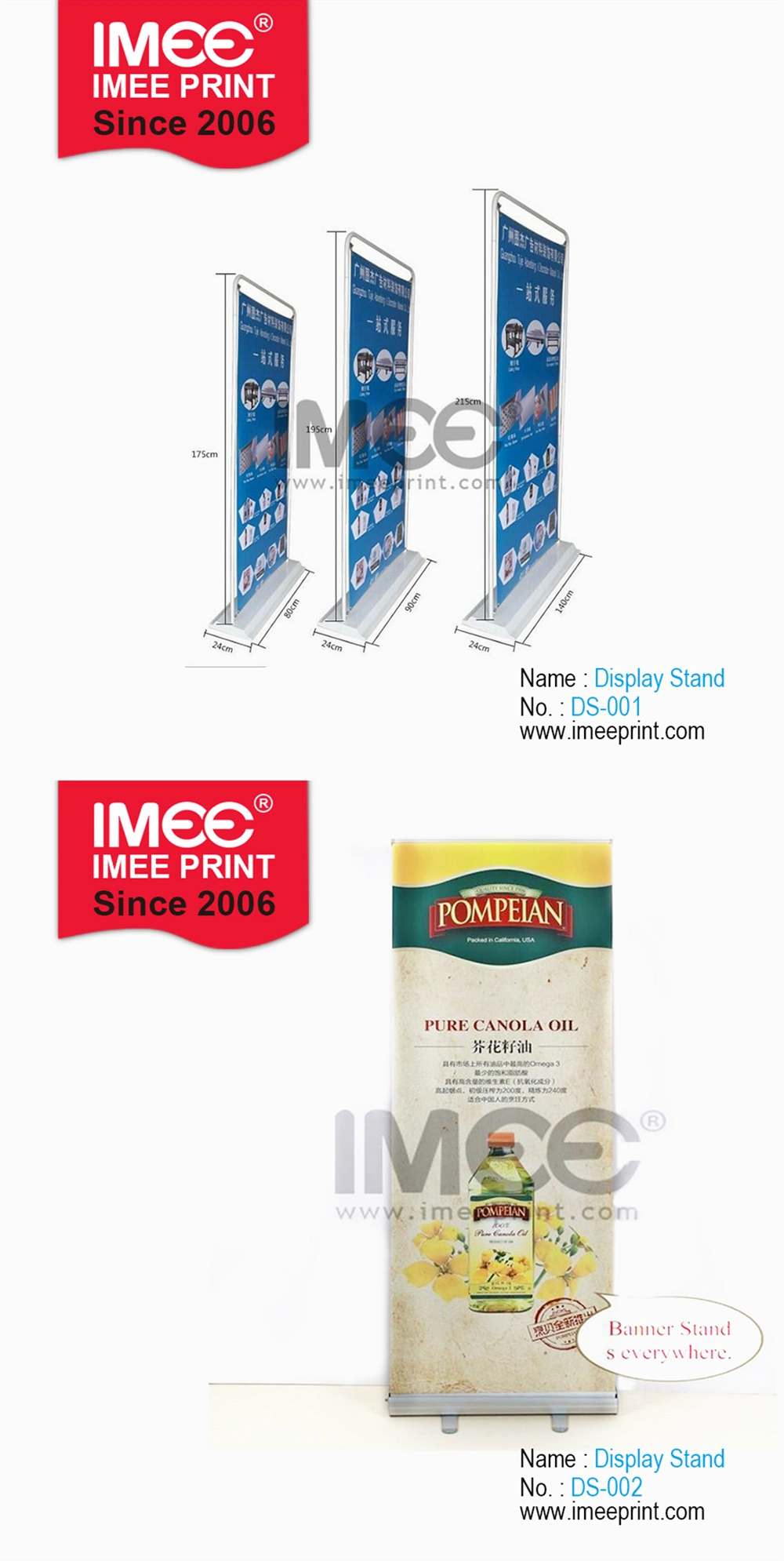 Imee Printing Custom China Cheap Desk Banner Display Stand