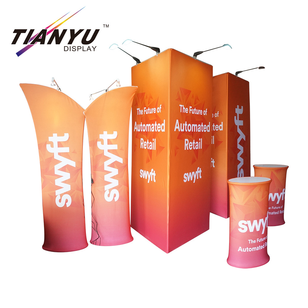 Customized Trade Show Folding Curved Aluminum Frame Tension Fabric Display
