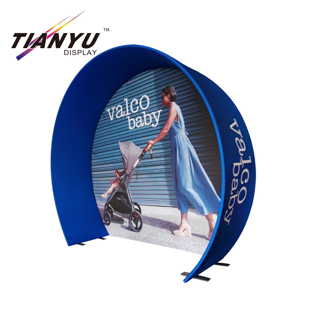 Customized Trade Show Folding Curved Aluminum Frame Tension Fabric Display