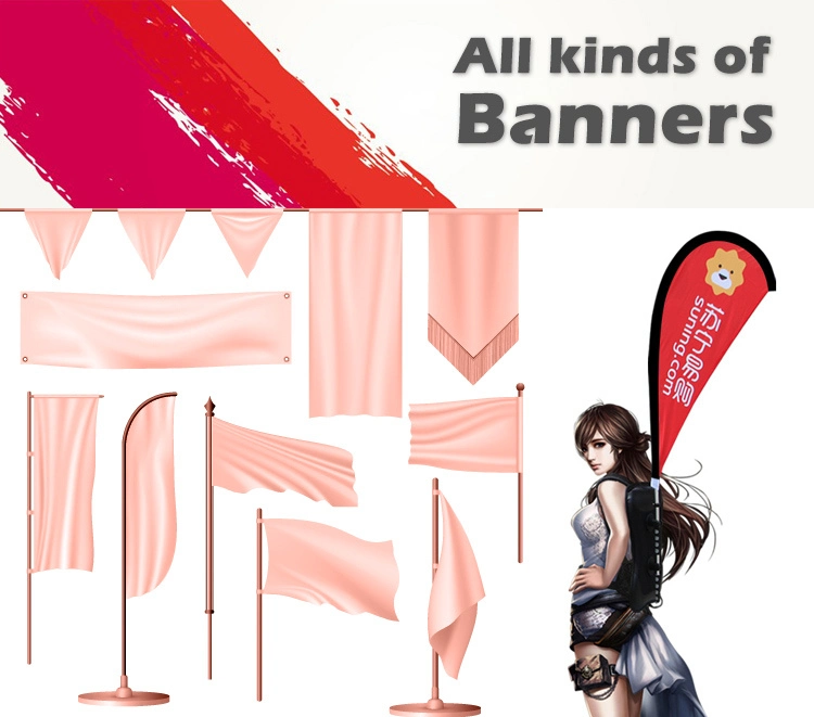 Wholesale Cheap High Quality Custom Advertising Vinyl PVC Flex Polyester Canvas Fabric Hanging Exhibition Display Decoration Digital Printing Flying Flag Banner