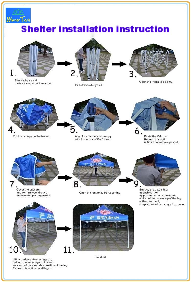 Custom Branded Gazebos Folding Canopy Tent with Silk Screen or Heat Transfer Logo-W00017