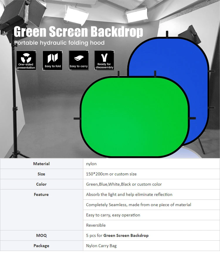 1.5X2m Nylon/Cotton Collapsible Portable Blue Green Background Backdrops