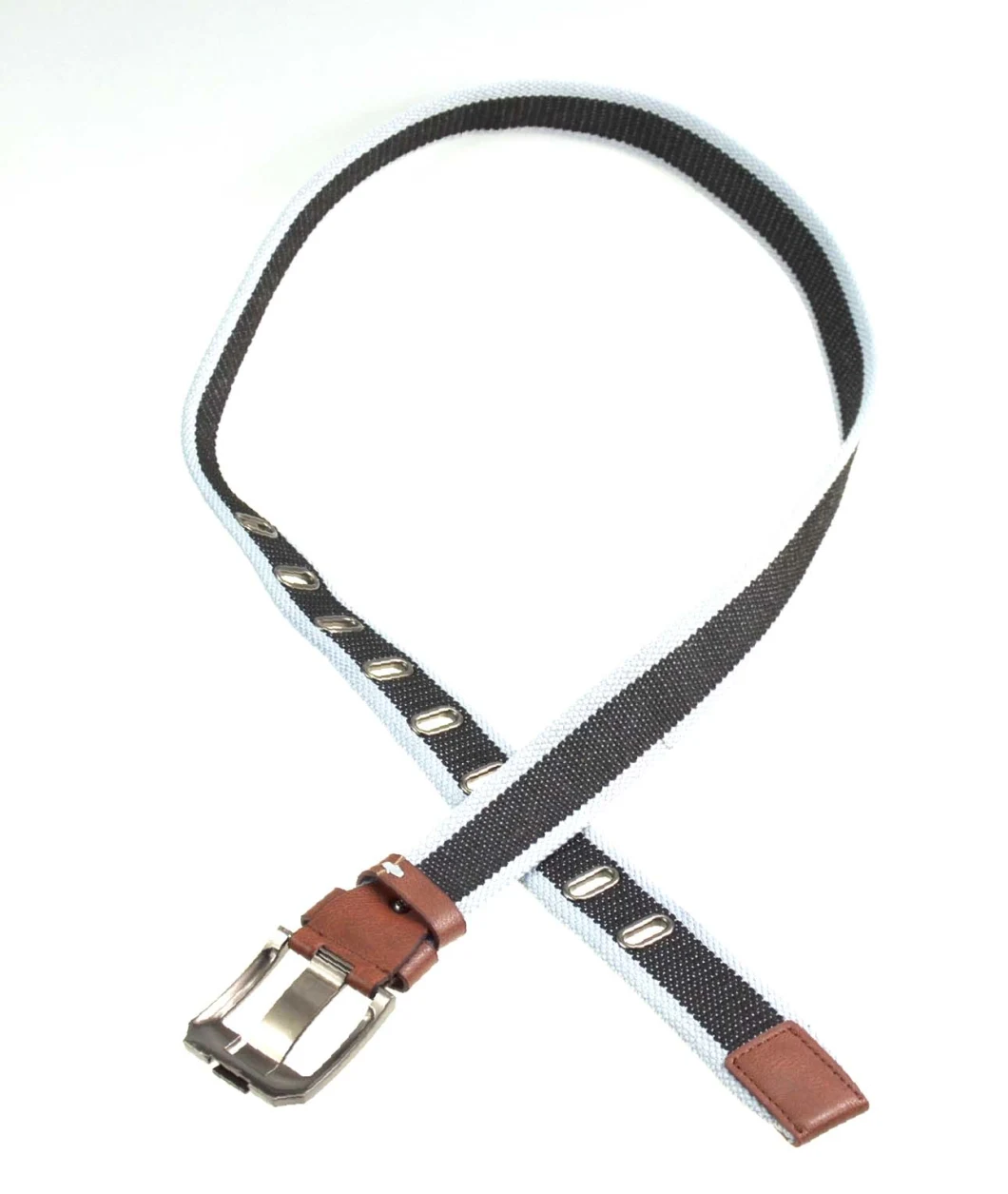 Fashion High Quality Polyester Canvas Weaving Belt with Eyelet Adjustment for Garment Accessories