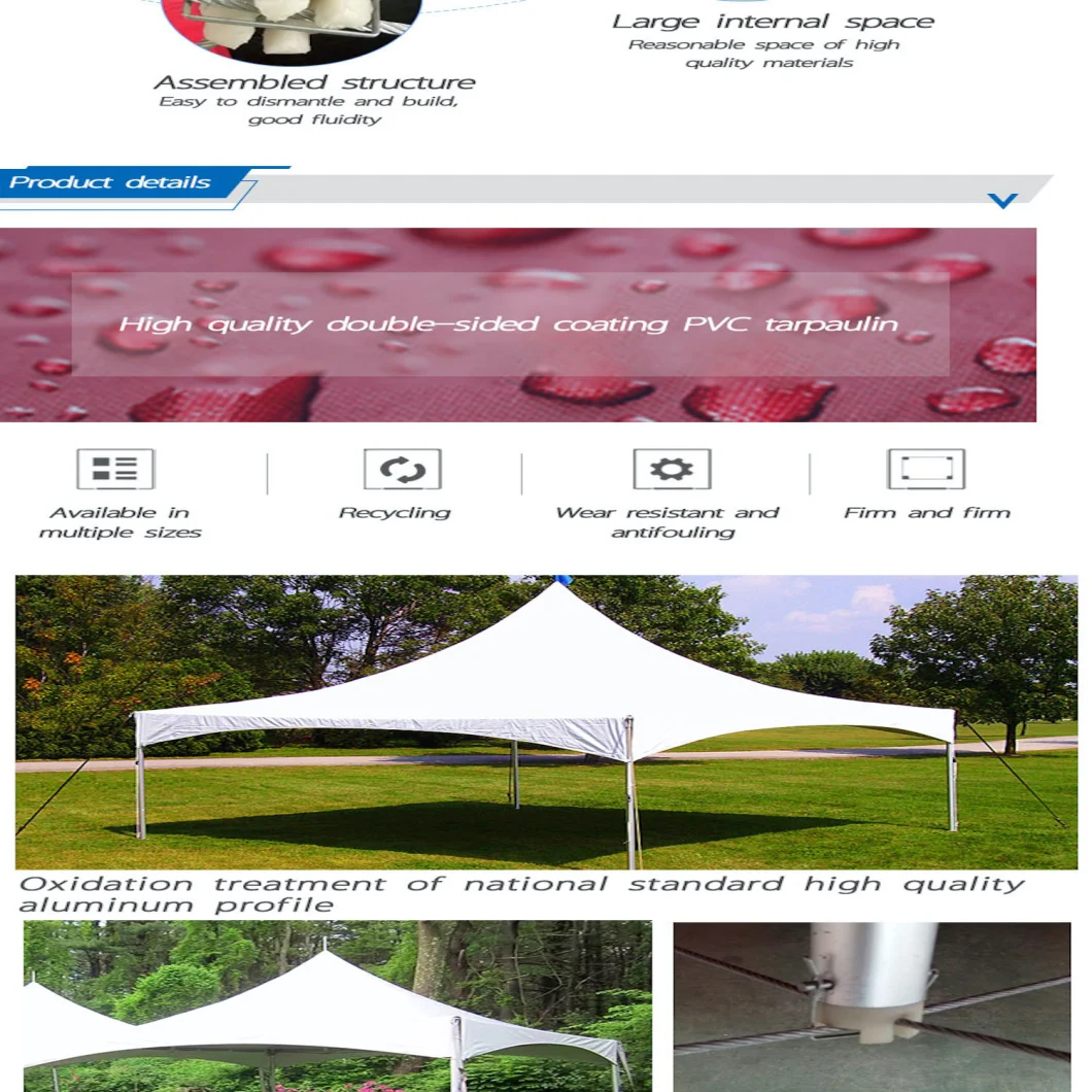 The Specification Is 6 * 6m Pagoda Tent Material Is PVC, Which Can Be Used for Wedding Ceremony Tent Party Tent Activity Tent Wedding Tent Garden Terrace Tent