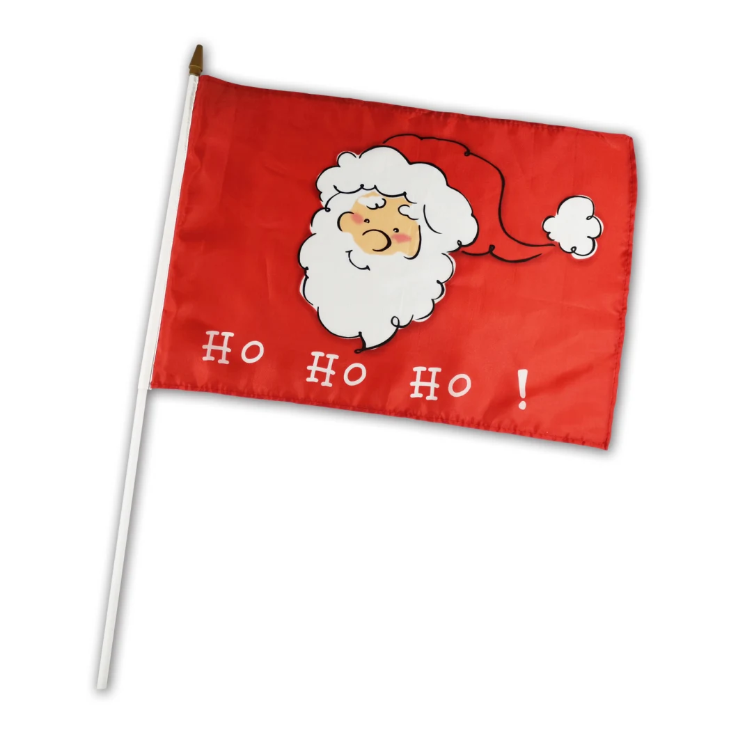 Custom Flags Printing Christmas Polyester Santa Claus Hand Flag Banner 30X45cm