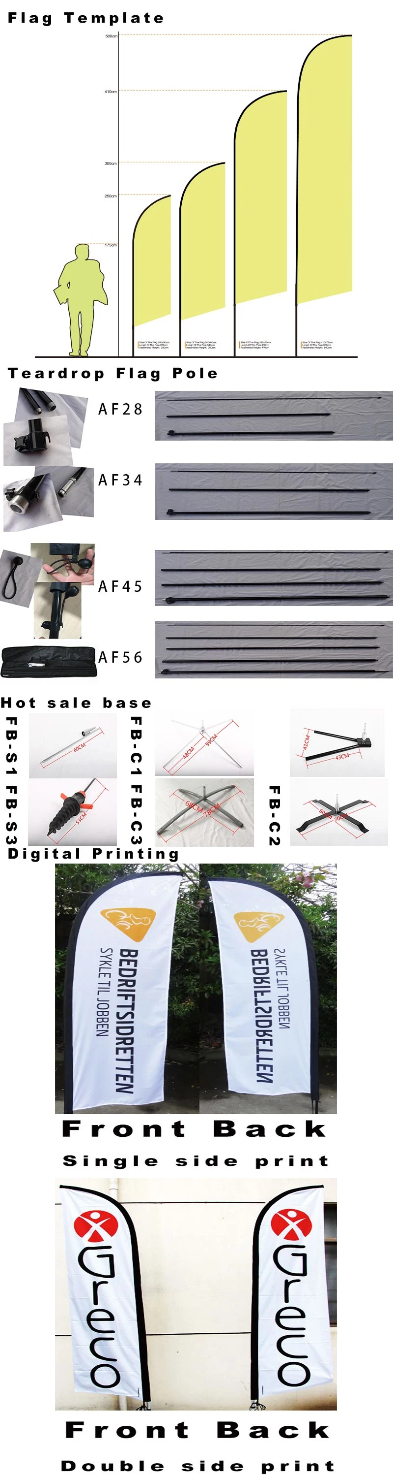 Custom Aluminium Digital Printing Teardrop/ Feather /Flying/Beach Flag