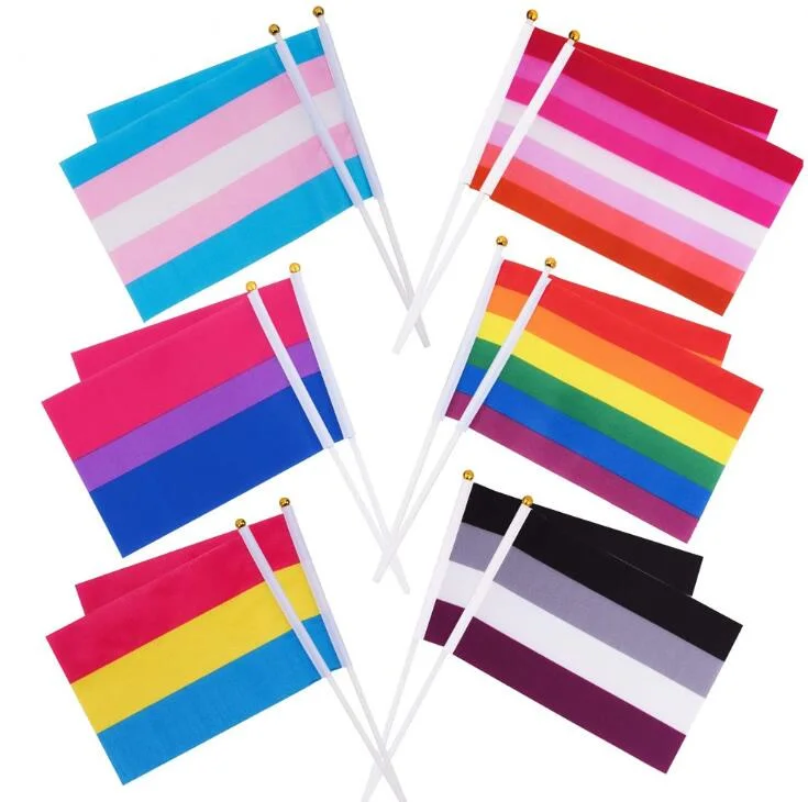 in Stock Cheaper Lesbian Party Hand Flag Peace Gay Hand Flag Bisexual Festival Hand Flag Banner