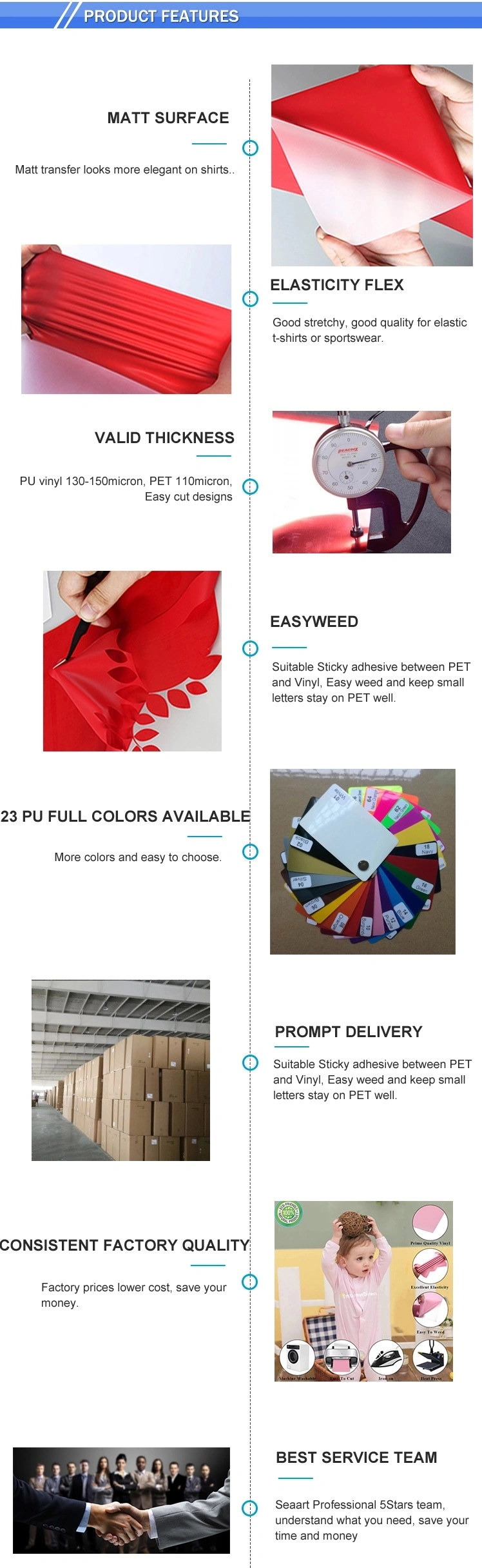 Thermal Self Adhesive Vinyl Textil Easy Weed Multi Color Vinyl Heat Transfer for Tshirt Fabric