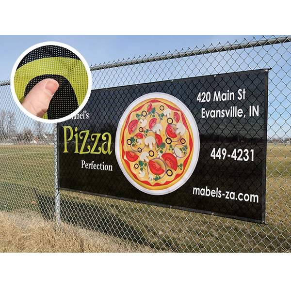 Digital Printed Advertising Custom Fabric Flex Mesh Fence Banner with Optional PVC Vinyl