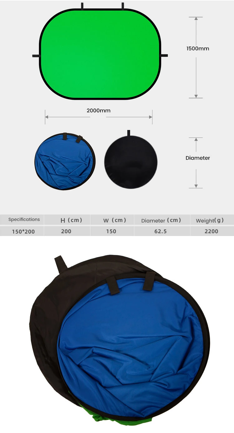 1.5X2m Nylon/Cotton Collapsible Portable Blue Green Background Backdrops