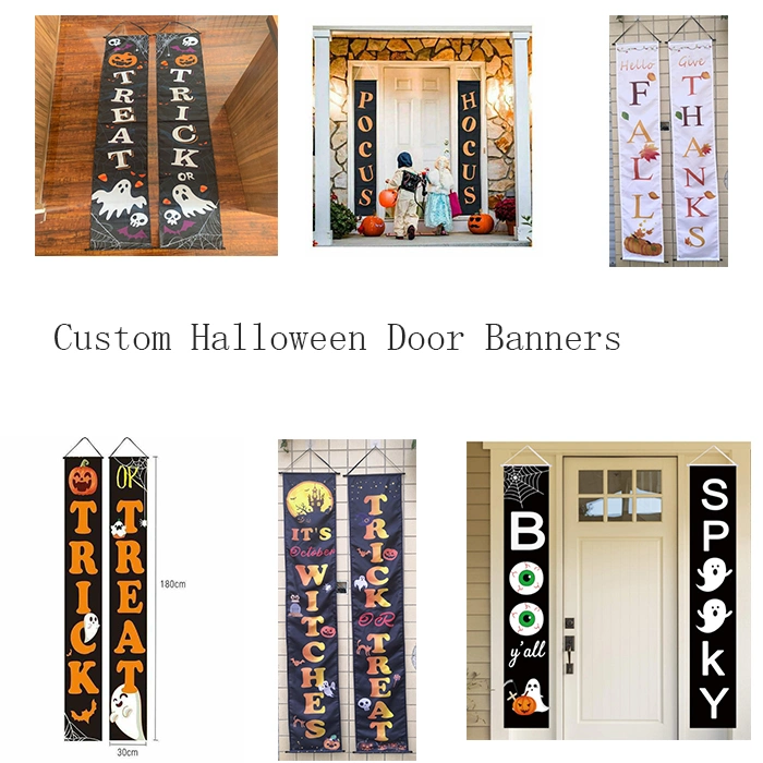 Wholesale 180X30cm Inch 2020 New Custom Design Christmas Halloween Door Banners