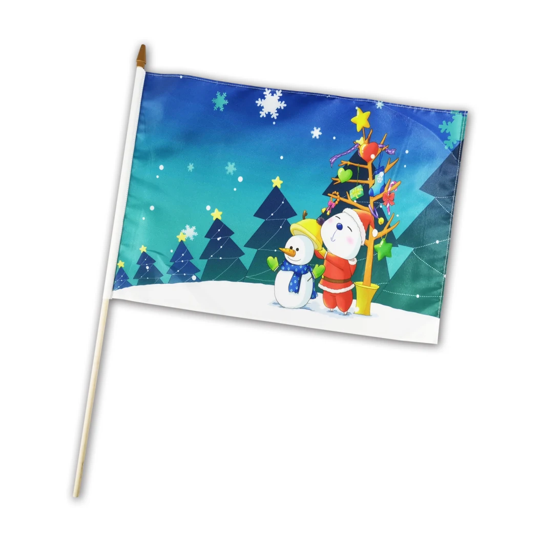Custom Flags Printing Snowman Christmas Polyester Hand Flag Banner 30X45cm