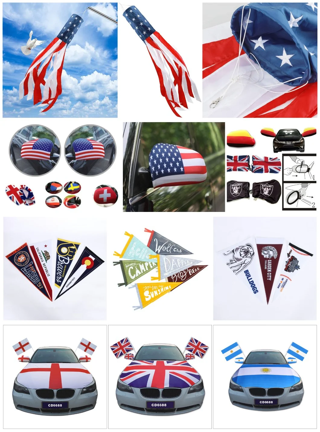 Pakistan National Blank Car Flags Polyester Feather Advertising Banner Car Mirror Socks