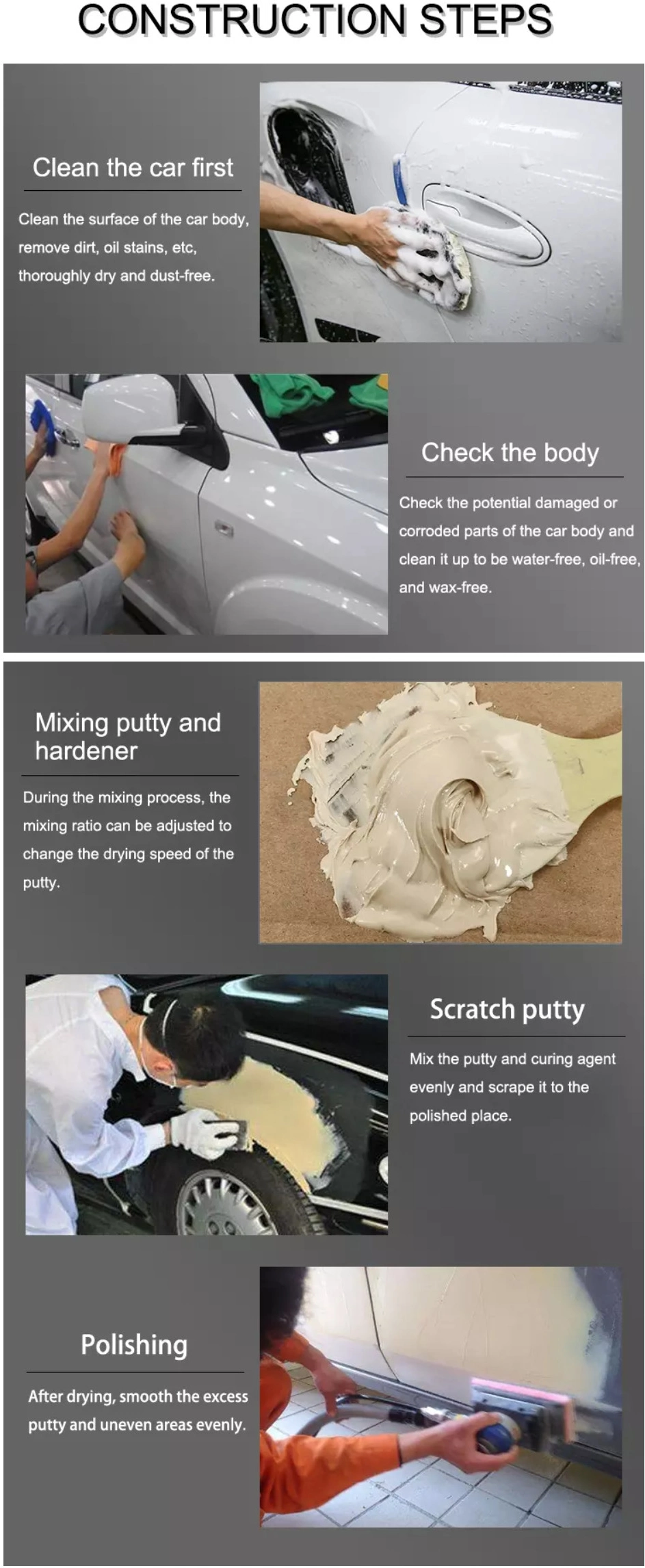 High Quality Car Repair Polyester Poly Putty Aplicar Masilla Auto Poly Putty Car Repair Poly Putty