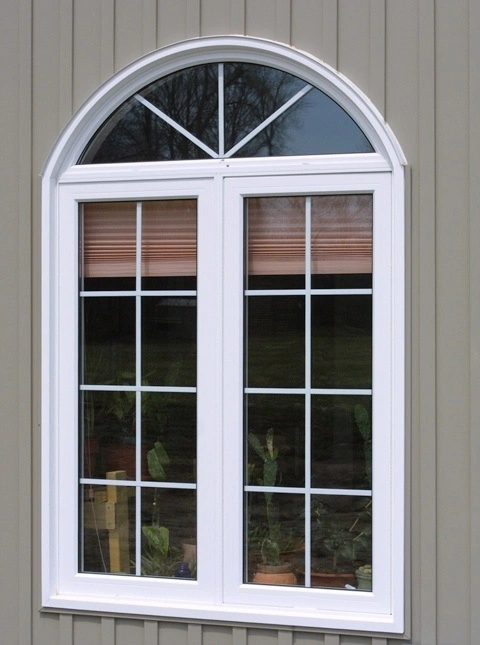 White French Round Top Casement Window Arch Glass Window Aluminum Fixed Half Round Arch Window with Grid