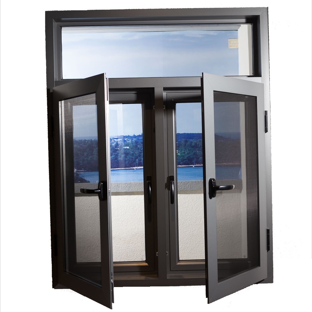 Factory Aluminum with Burglar Proof and Fly Screen Double Opening Casement Window