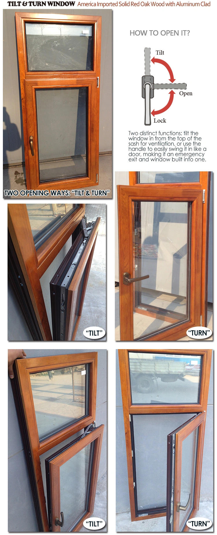 Oak Wood Aluminum Clad Tilt Turn Window