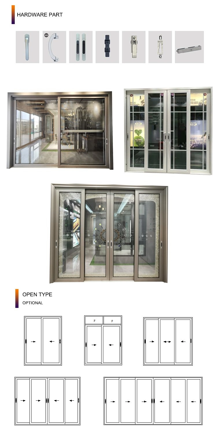 Simple Style Two Panel High Track Aluminum Sliding Door Glassing Door Sliding