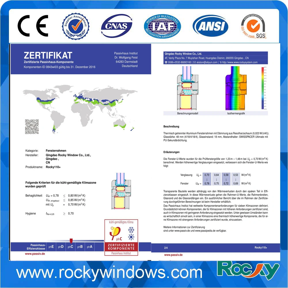 U< 1.0 Highly Energy Saving Inward Opening Windows