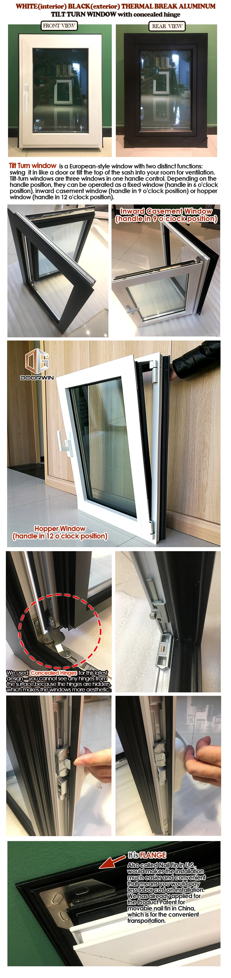 America Nfrc Standard Low-E Glass Radiation Protection White Color Aluminium Glass Windows for Aruba Customer