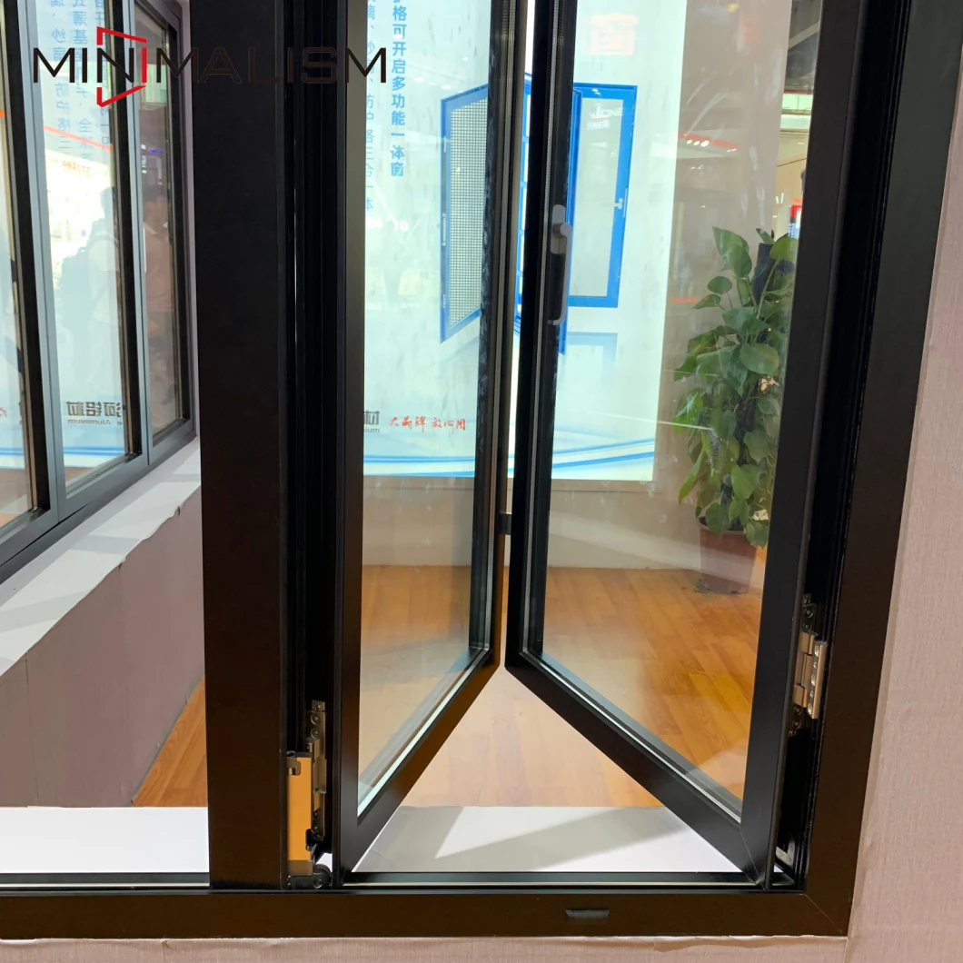 Black Vertical Lift and Fold Aluminum Folding Window French Window