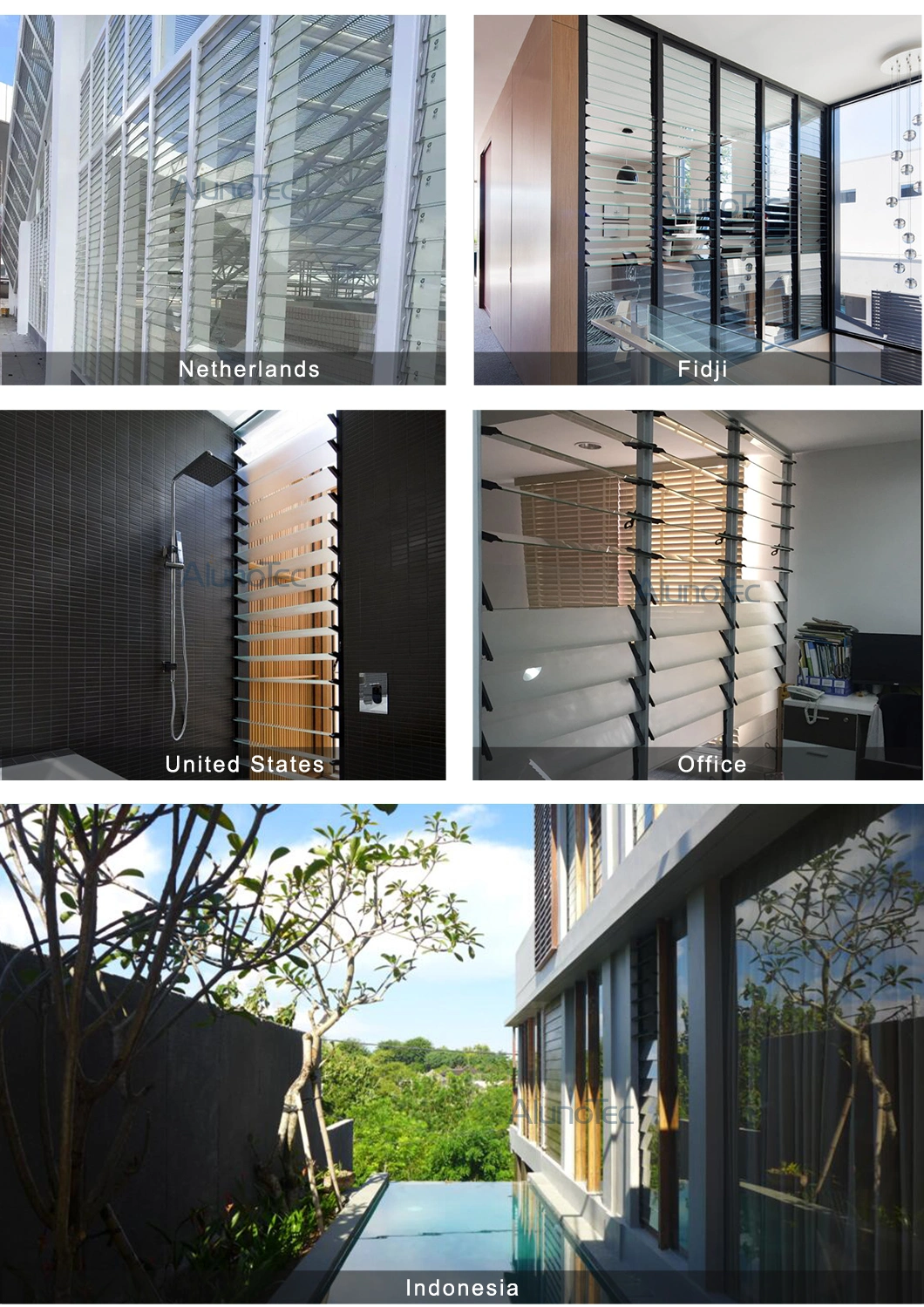 High Quality PP Glass Louver Windows Frame for Door Roof